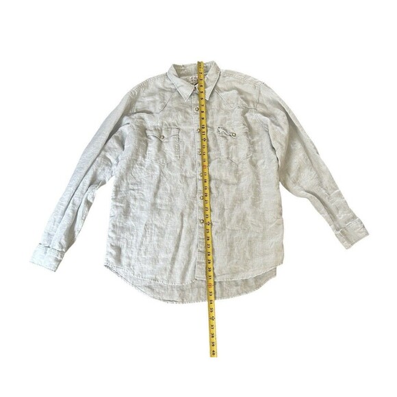 Ryan Michael Shirt Men’s XXL Western Pearl Snap Linen Chambray Blue Whipstitch - Picture 2 of 9